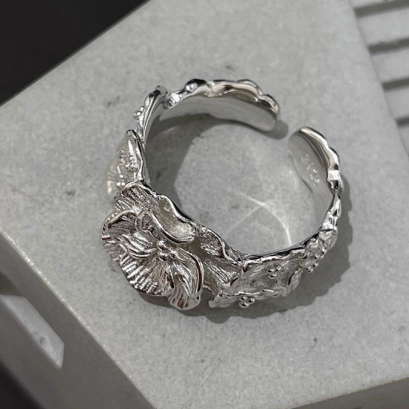VENTFILLE 925 Sterling Silve Flower Ring for Women Girl Gift Gardenia Flower Personality Retro Opening Jewelry Dropshipping