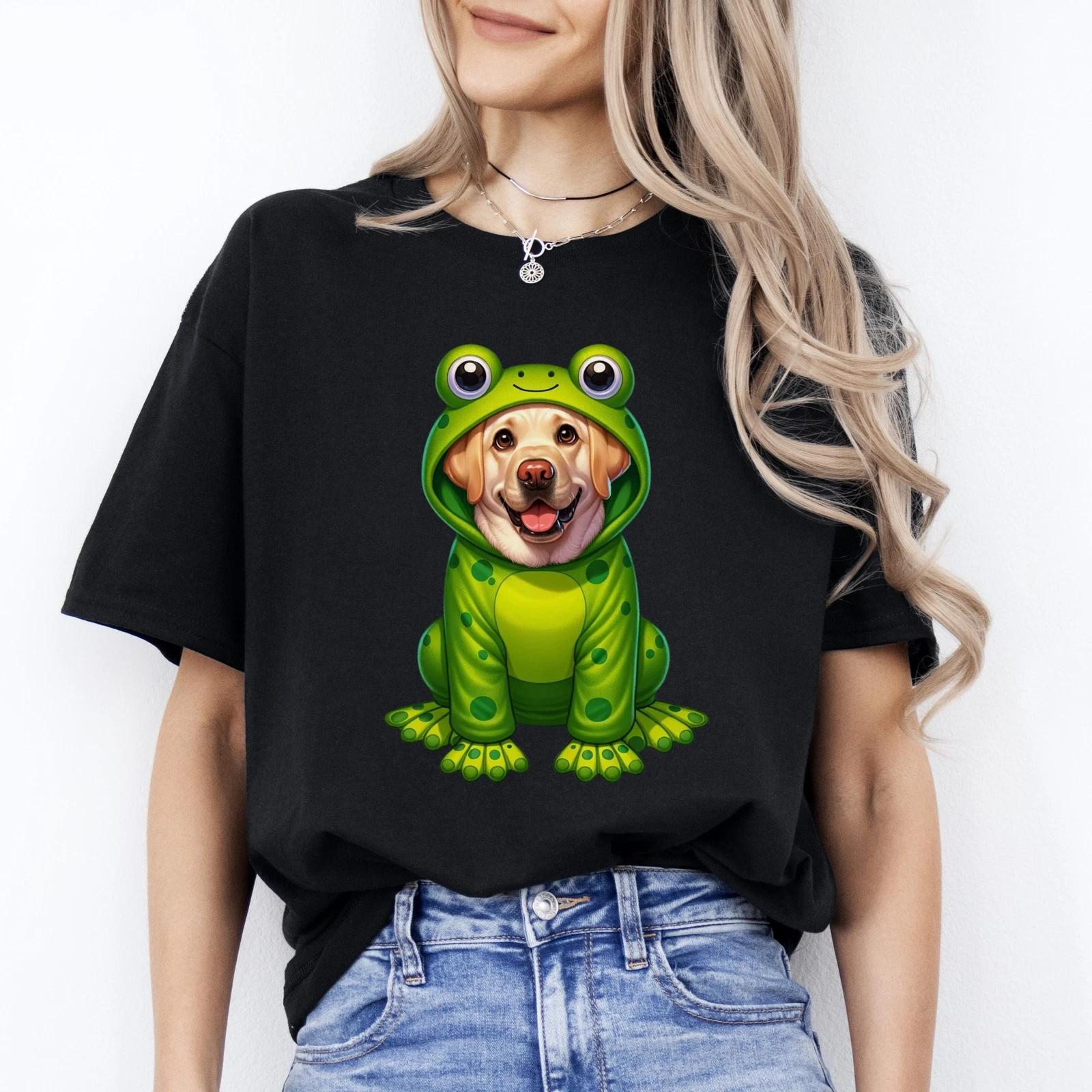 Labrador Retriever in frog costume T-Shirt gift Labrador mama Unisex tee Black N 2XL