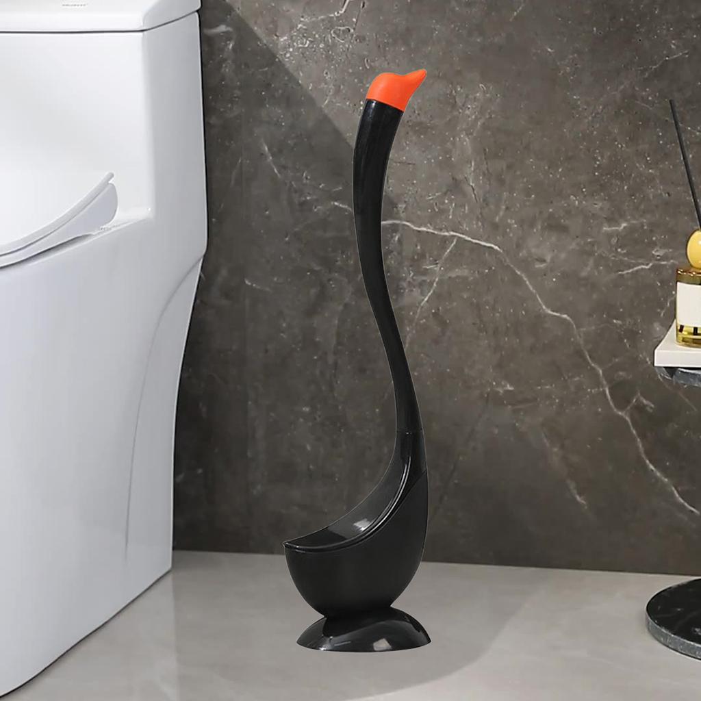 Erweiterte Reichweite Toilettenreinigung mit weichen flexiblen Borsten Ergonomischer Griff Schwanendesign Halter Kompakte Badezimmeraufbewahrung
