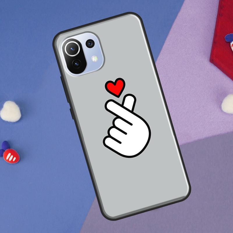 Kpop Finger Heart Cover For Xiaomi 14 13 Ultra 11T 12T 13T 14T Pro POCO X7 Pro X3 X5 F3 F5 F6 M6 X6 Pro Case