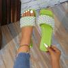 Fashion Women's Flat Shoes Summer New Square Head Open Toe Beaded Soft Soled Anti-slip Wear-resistant Sandals