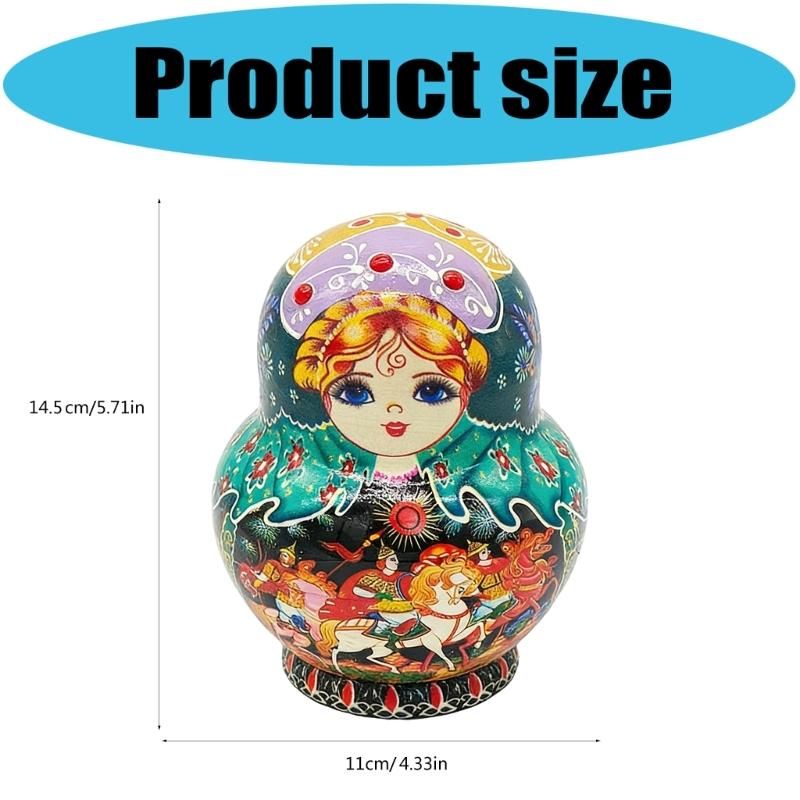 Matryoshka Russian Nesting Doll Traditional Art Russian Nesting Dolls Set of 10 Layers Wooden Toy for Children