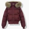 Winter Fur Collar Hooded Padded Short Coat Women Shiny Rhinestone Puffer Jacket Casual Zip Up Outerwear