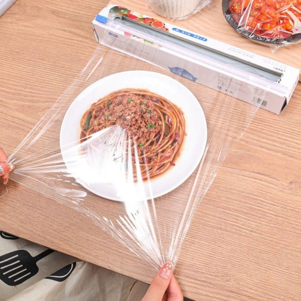 30x100m Reusable Fresh-keeping Bag Hand-free Cling Film Durable Boxed Plastic Wrap