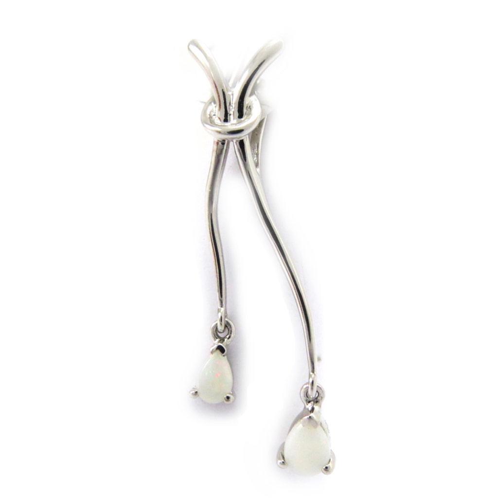 Les Trésors De Lily [G8685] - Pendentif Argent artisanal 'Déesse Opale' blanc argenté (rhodié) - 12x38 mm