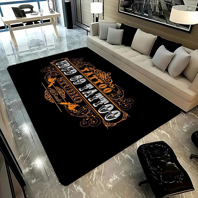 3D HD Tattoo Studio Carpet, Living Room and Bedroom Household Items,Children's Room Sofa Mats, Doormat Floor Anti-slip Rug, Gift
