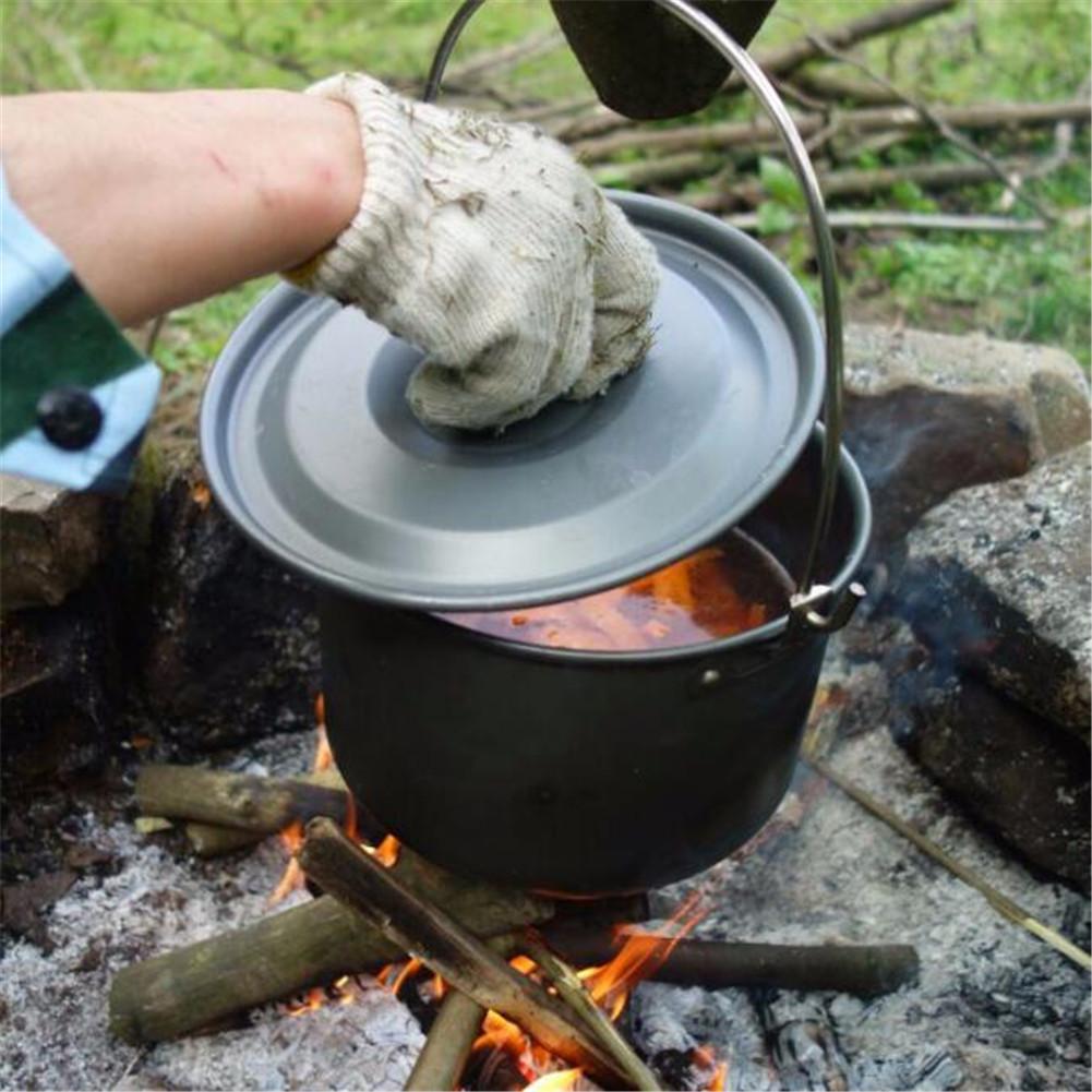 Outdoor Camping Picnic Cooking Pot Aluminium Alloy Hanging Pot for 5-8 People Camping Cooker