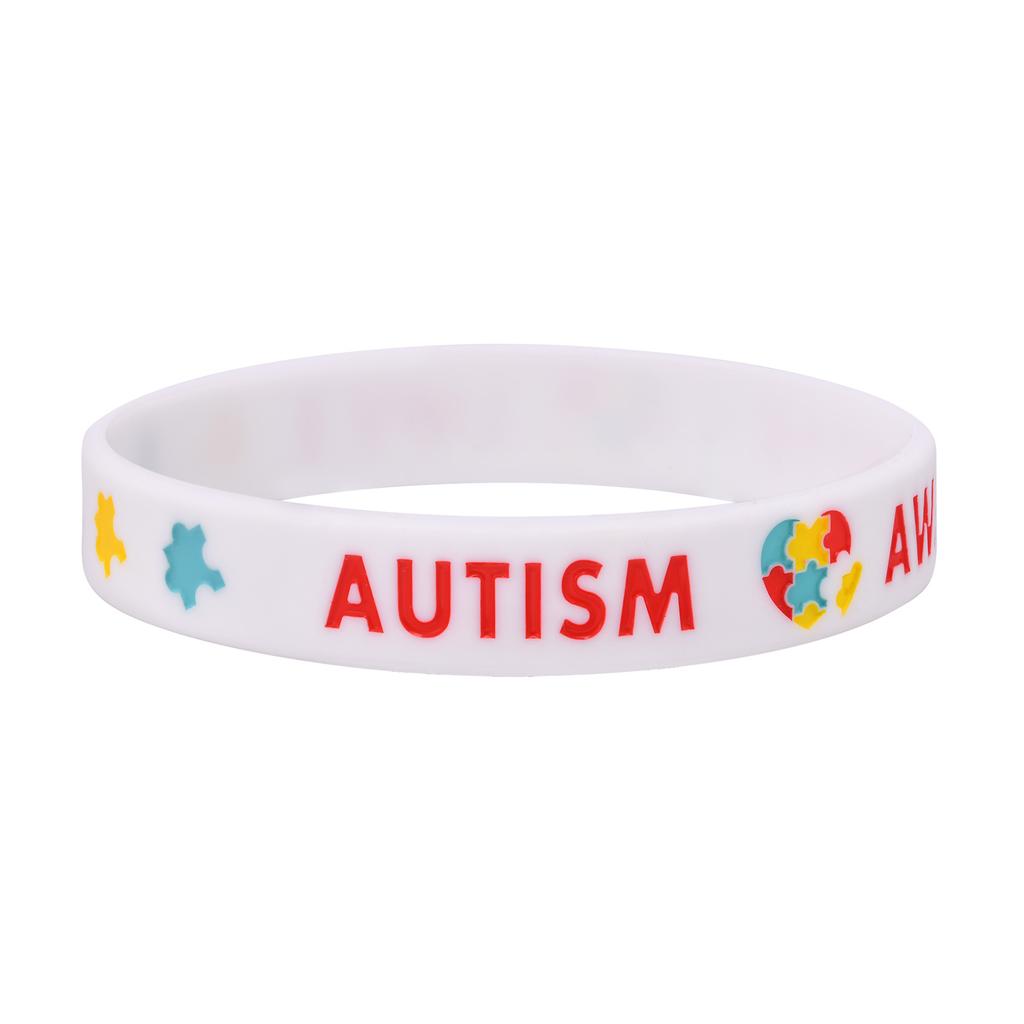 Autism Silicone Bracelets for Men Women, 12mm Soft Rubber Silicone Love Puzzle Autism Awareness Wristband,Sports Bangle