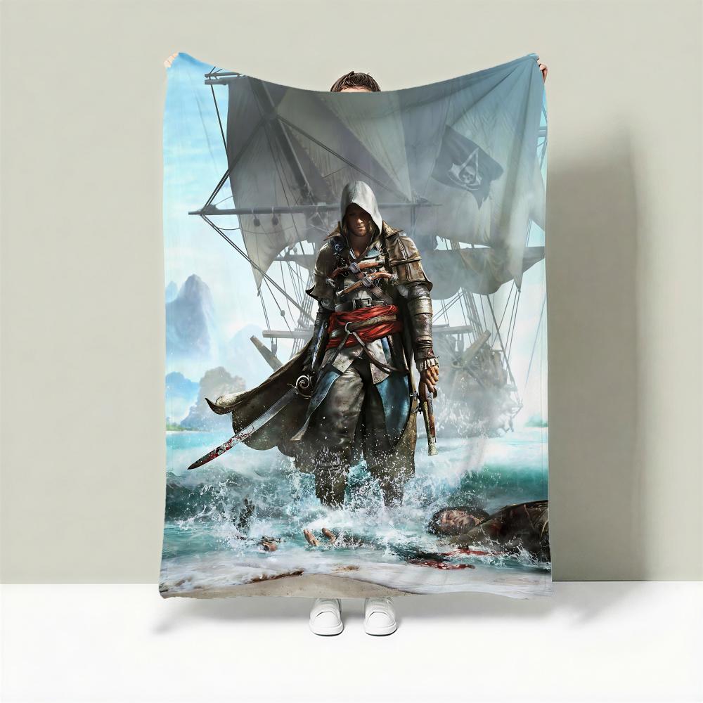 Game A-Assassin s Creed Throw Lightweight 240g Flannel Blanket Soft Skin-friendly for Summer Cooling 75X95CM