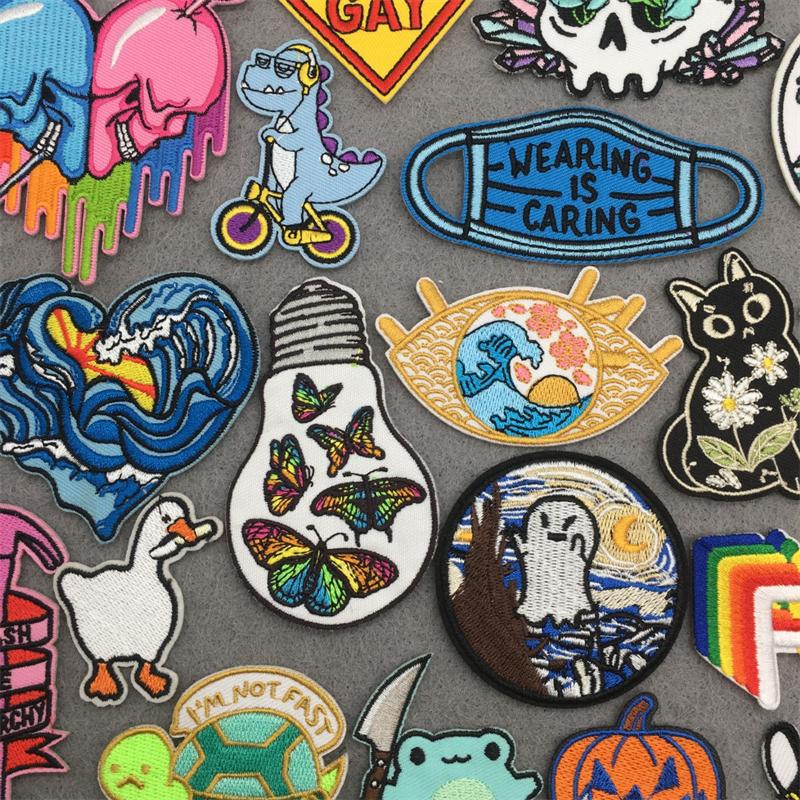 Text Stickers For Clothes Applications Sewing Patch Anime Clothes Patches Embroidery Patch Cartoon Ironing Applications