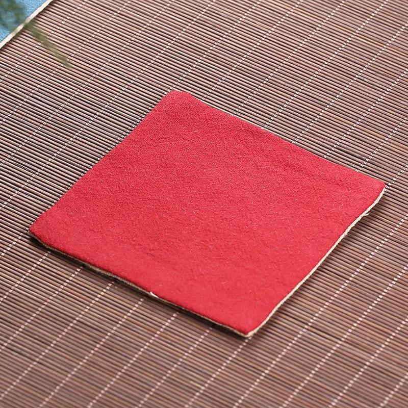 Cotton and Linen Kung Fu Tea Coasters Simple Solid Color Square Coaster Anti-scald Absorbent Heat Insulation Mat Home Mats