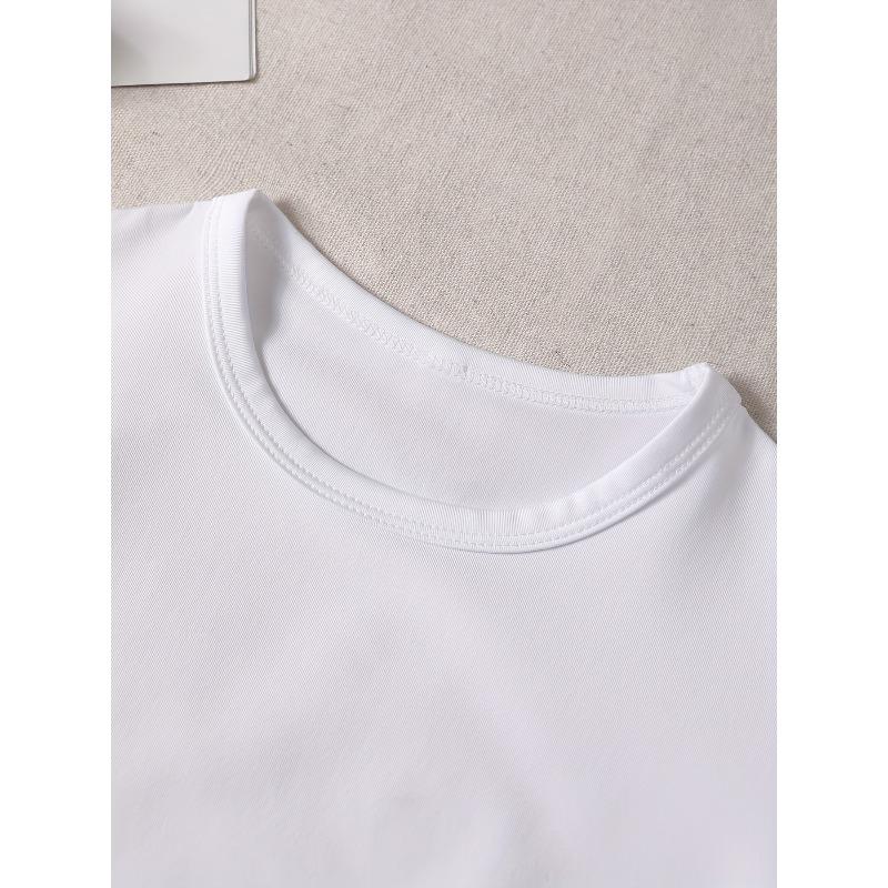 European size Girls round-neck short-sleeved T-shirt with colorful doughnut pattern print