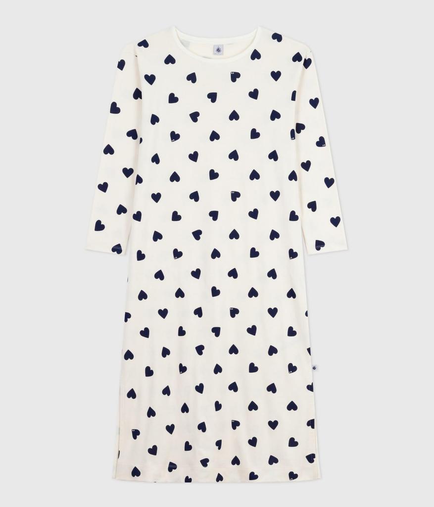 Petit Bateau Long Sleeve Night Dress A0DQZ S Off-White/Blue