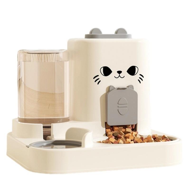 Cats Dog Feeding Station Leak Proof Water Fountains System Detachable Dish Anti Slip Base Design