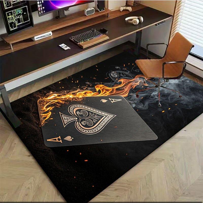 Black Burning Ace of Spades Playing Card - Unique Poker Deck AccessoryOffice Mat Home Decor Office Desk Chair Carpet for office ph101