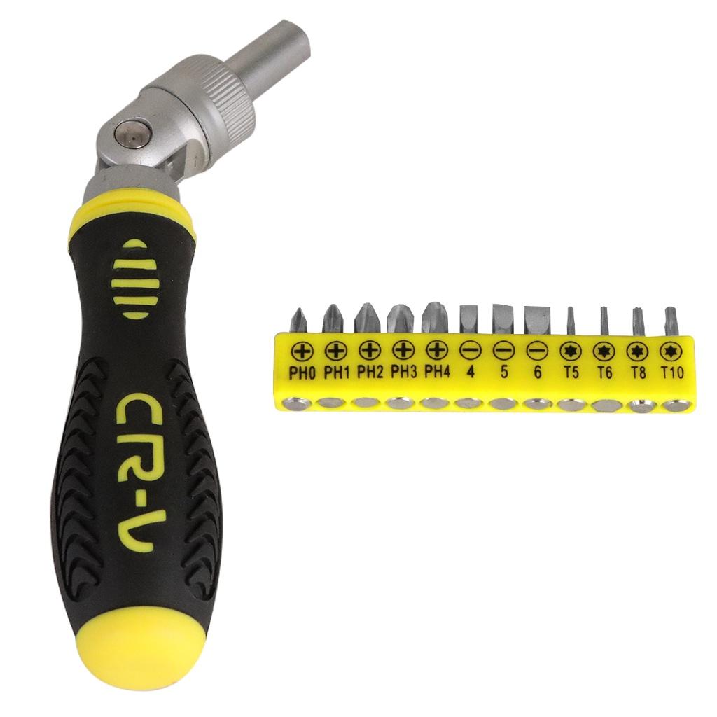 13 In 1 Screwdriver Set Multi-angle Labor-saving Ratchet Screwdriver Multi-function Manual Screwdriver Repair Tool жёлтый