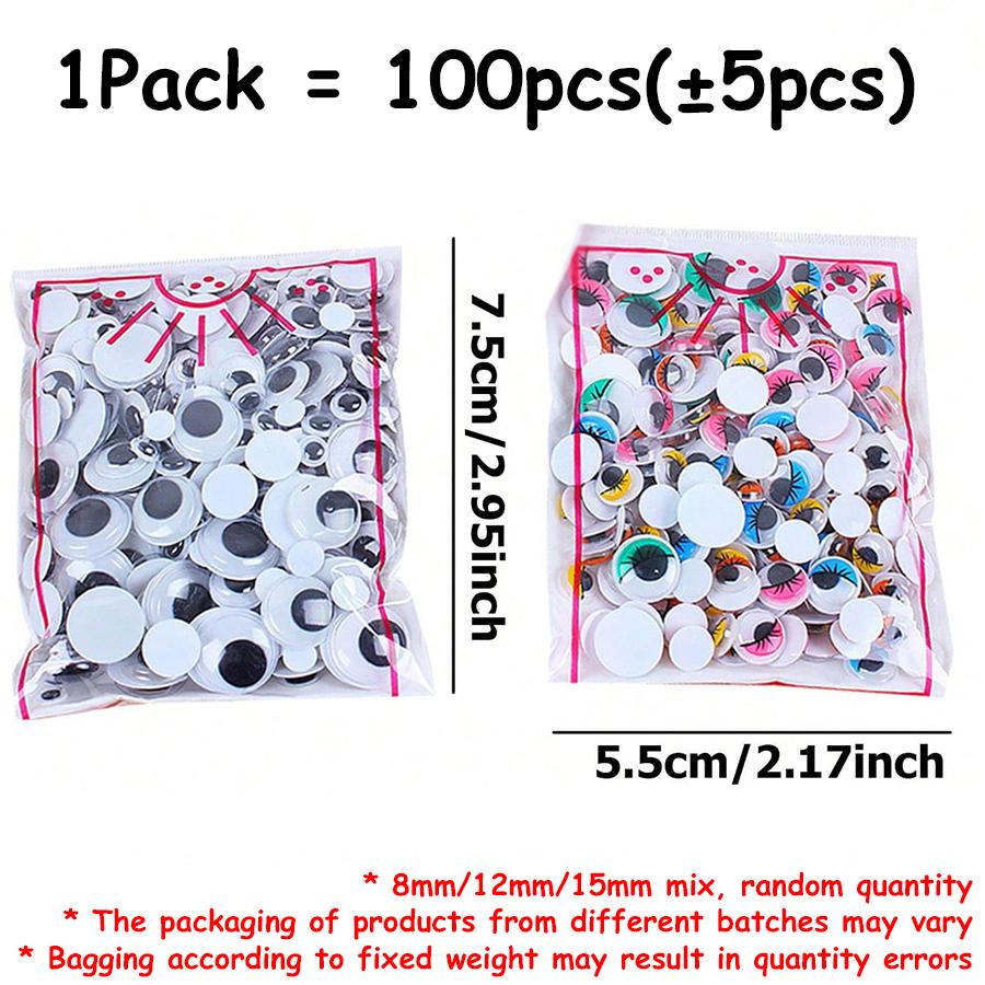 100pcs 0.8-1.5cm Doll DIY Activity Eyes Black/Color Handmade Decoration Eyes & Adhesive Backing Handmade Material Accessories