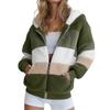 Manteau à capuche pour femmes, mode épissage, ample, peluche, manches longues, fermeture éclair, poche, hiver