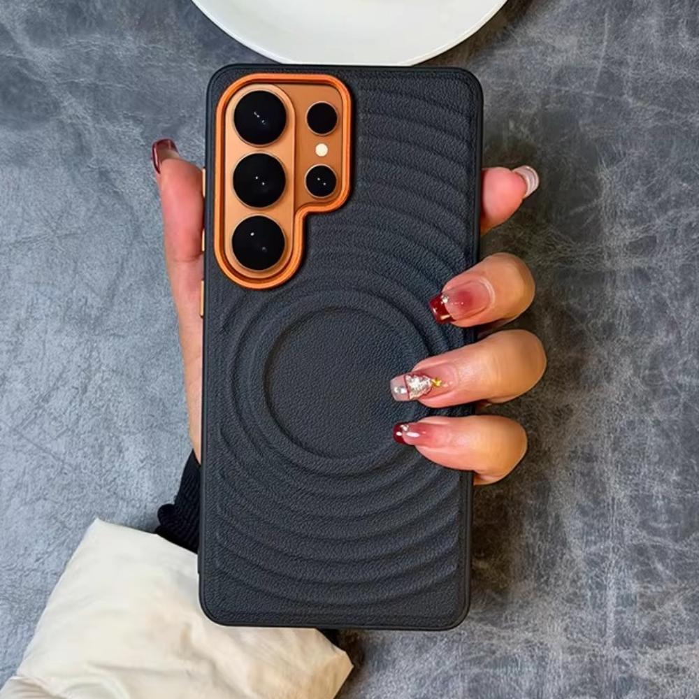 Fashion Ripple Non Slip Magnetic Hard PC Case For Samsung Galaxy S26 Ultra Plus Edge Metal Lens Protective Cover S26Plus Shell