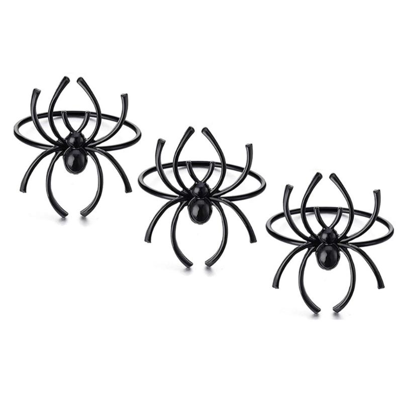 Pack of 6 Elegant Spiders Designs Napkin Rings Holders Halloween Kitchen Decoration With Rustproof Metal Finish