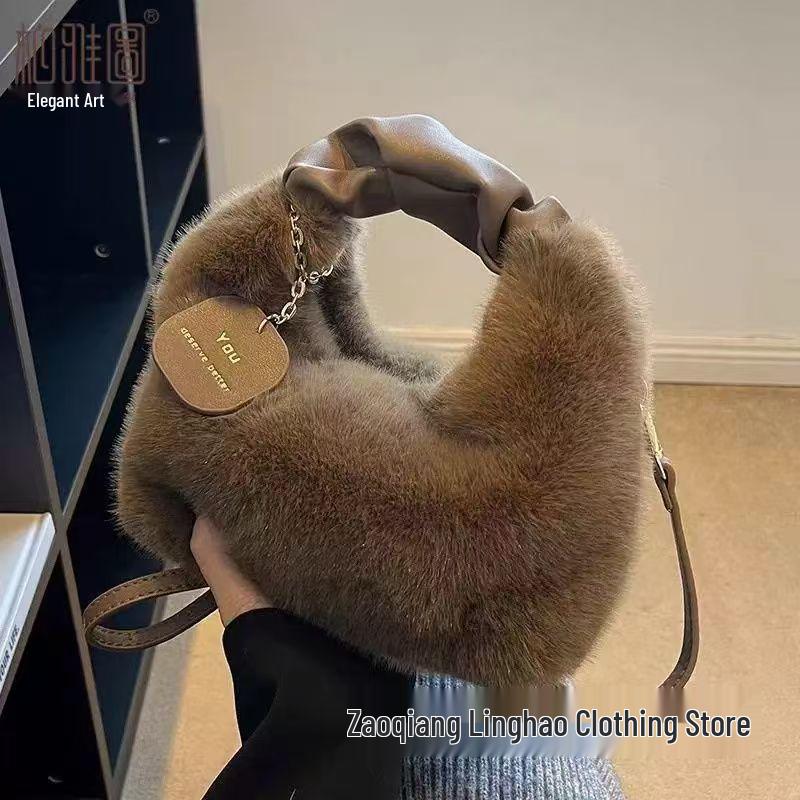High-Grade Plush Versatile Handbag 2025 - New Style Crossbody Single Shoulder Fur Fashion Bag