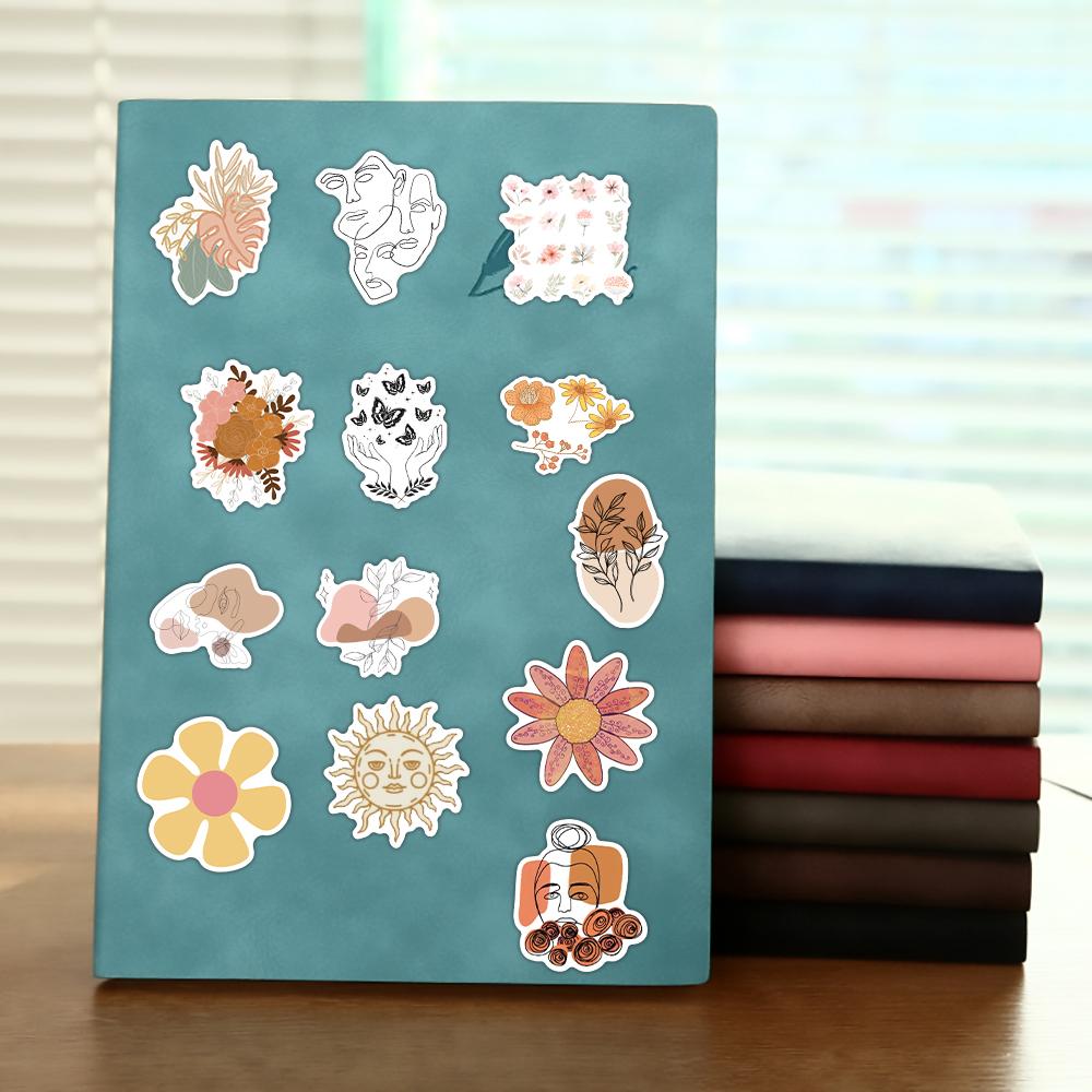50 100Pcs Vintage Art Bohemia Stickers Retro Boho Cartoon Morandi Vinyl Decals For Laptop Scrapbooking Notebook Case Decor