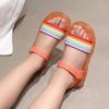 Fashion Girls Sandals Summer New Kids Shoes Comfort Anti Slip Girls' Beach Shoes Simple Soft Bottom Child Rainbow Strap Sandals