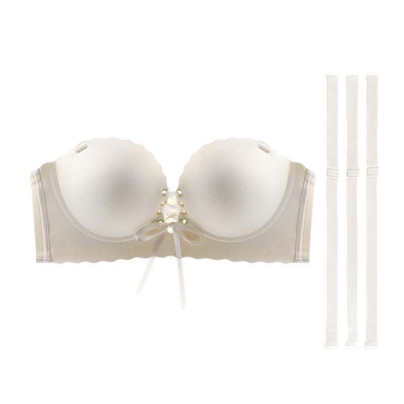 1Cm Thickened Cup Strapless External Expansion Women's Non-slip Large Flat Chest Suspender Skirt Invisible Tube Top