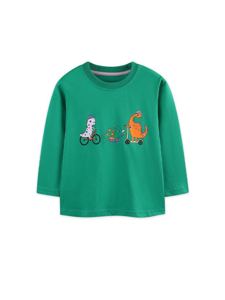 European Style Dinosaur Print Boys' Long-Sleeved Pullover T-Shirt - Autumn New Arrival Sportswear