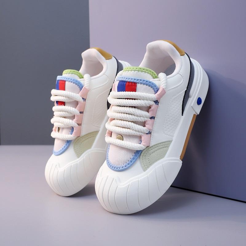 Women s Colorblock Platform Sneakers Shell Toe Thick Sole Casual Fashion Shoes 35 бежевый