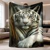 2026 Latest Flannel Blanket Cozy White Tiger Flannel Throw Blanket Soft, Warm & Versatile for All Seasons, Perfect Gift for Birthdays & Friends, Conte