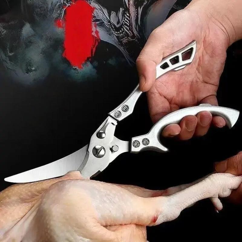 1 Stück Hähnchenknochen-Küchenschere aus Edelstahl für Fleisch, Obst, Ausbeinen, Angeln, Jagd, Camping, Robuste Küchenschere
