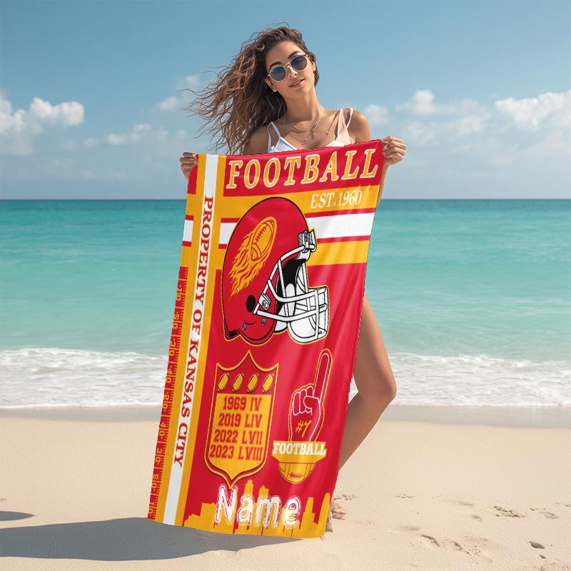 Personalized Vintage Detroit Football Helmet Beach Towel Microfiber Beach Towel Thin Absorbent for Beach Swimming Yoga Bath Sports. 091069