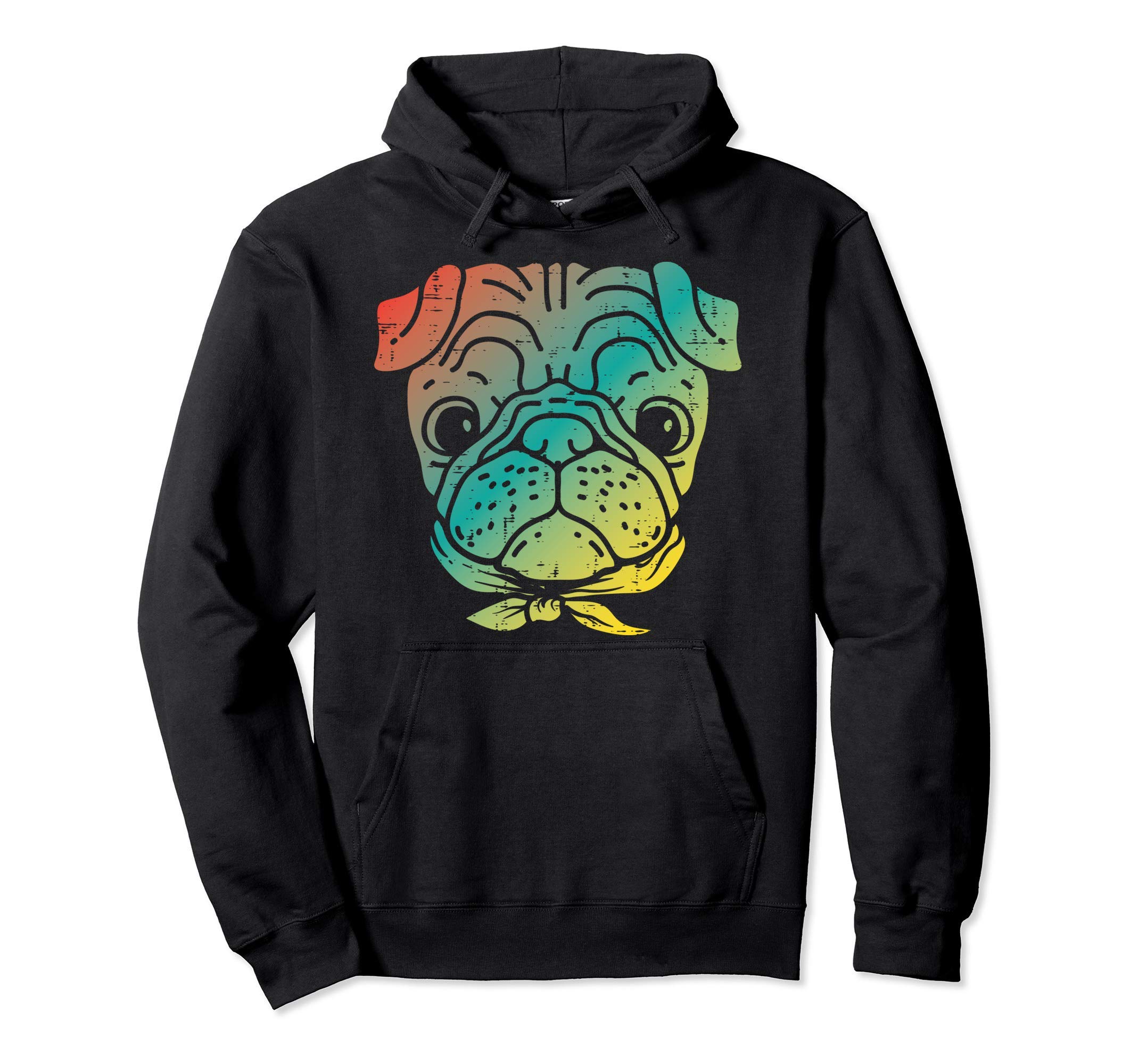 Colorful Pug Face Animal Pet Dog Lover Owner Men Women Gift Hoodie