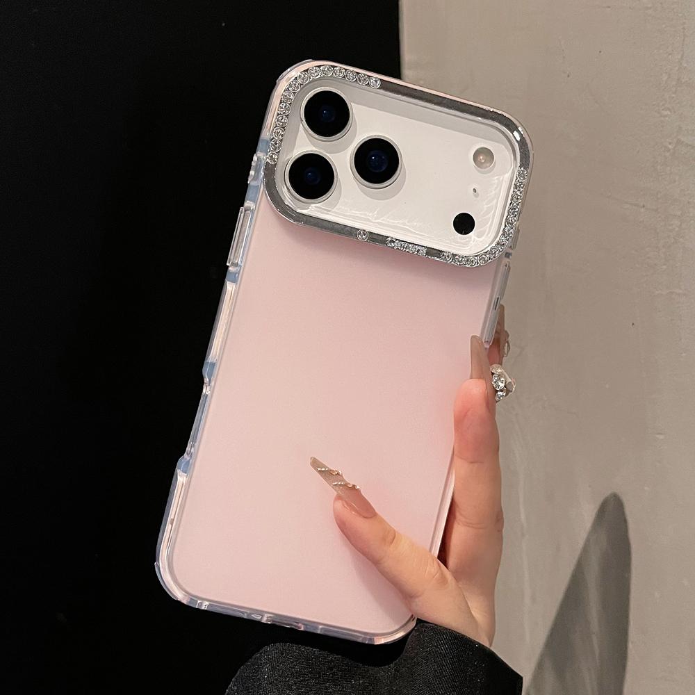 KEYSION Luxury Jewelled Transparent Matte Phone Case for iPhone 16 17 Pro Max 17 Air 16 Plus TPU+PC Shockproof Armor Back Cover