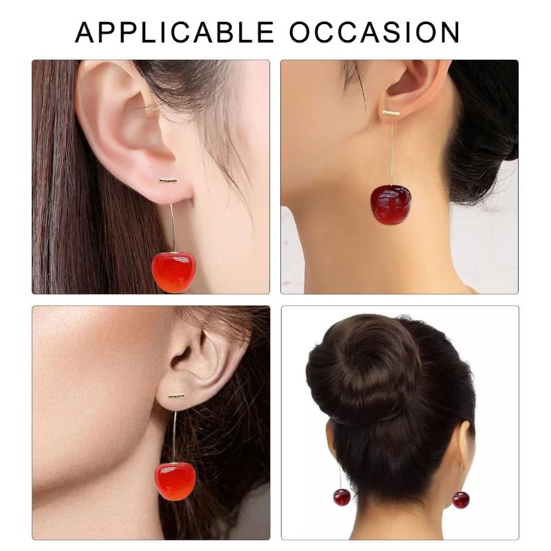 Elegant Cherry Fruit Earrings Long Hanging Fashion Statement Earrings Fashion Cherry Jewelry Perfect for Stylish Outfits