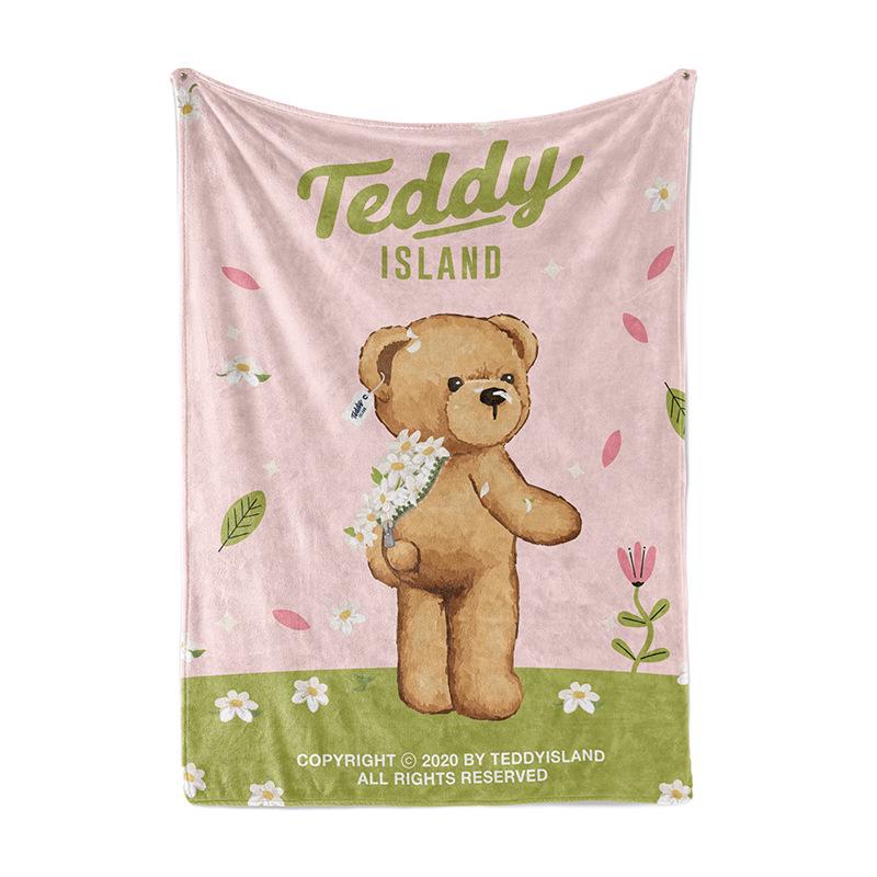 

Teddy Bear Cartoon Flannel Blanket – Children s Nap & AC Cover, Great Gift! 120x150 cm