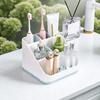 Bathroom Storage Box with 6 Compartments Large Capacity Non-Slip Design Toothbrush Toothpaste Holder Countertop Vanity Organizer