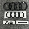 For AUDI A6 New 2020-2023 4 Ring Logo Black ABS Car Hood Front Grill & Rear Trunk Emblem Sticker A6 Quattro Mark Accessories