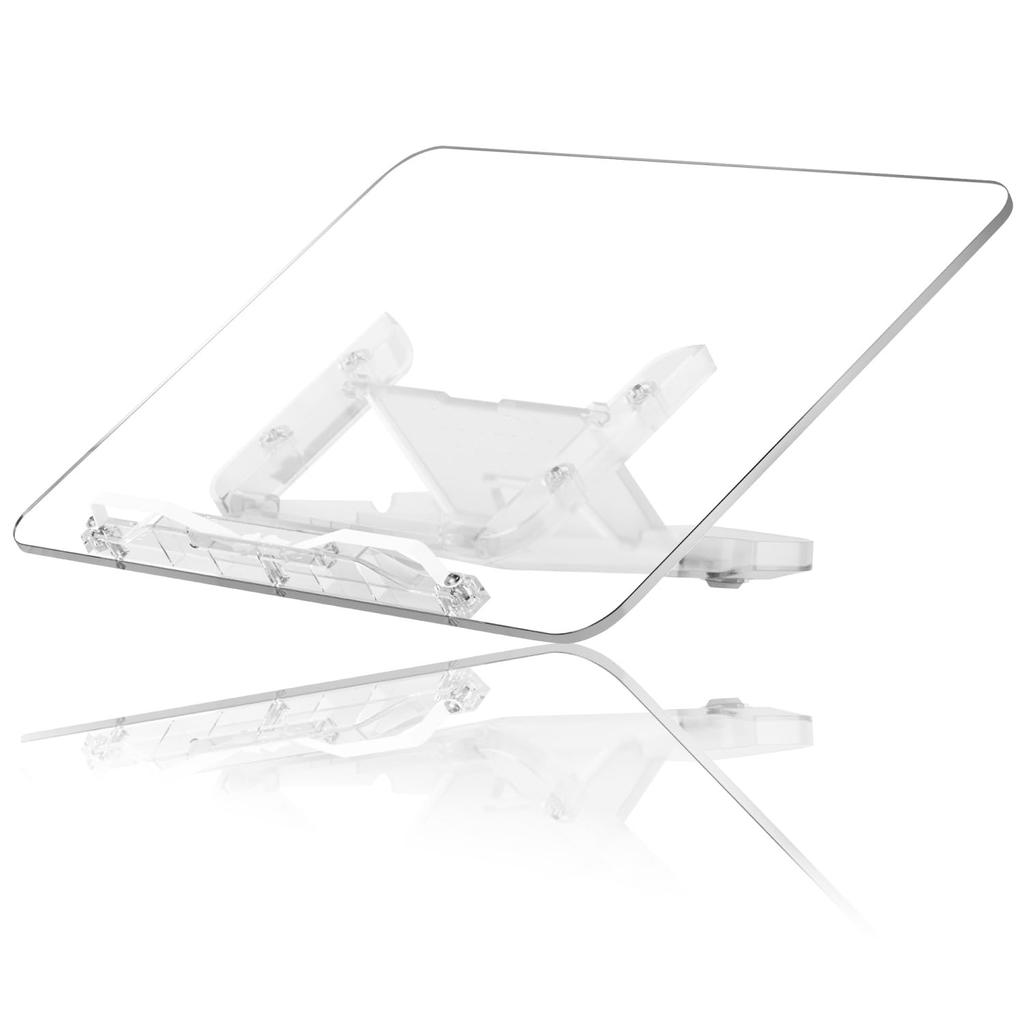 LOE Clear Shine Book Stand with Adjustable Angle, Highly Stable Tabletop Stand for Textbooks, Reference Books, Sheet Music, Recipes, and Tablets