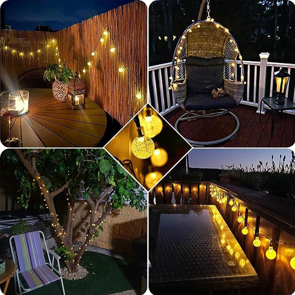 New Solar LED String Illumination Lights Improved Hours of Lithium Battery 50 IP65 8 Automatic at Garden Fairy Outdoor Garden New School Warm Yellow