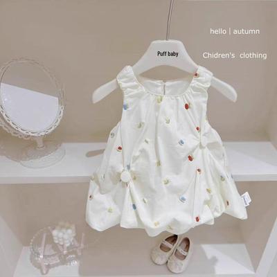 Kleinkind Mädchen Besticktes Ärmelloses Sommerkleid - Sweet Bud Rock Outfit