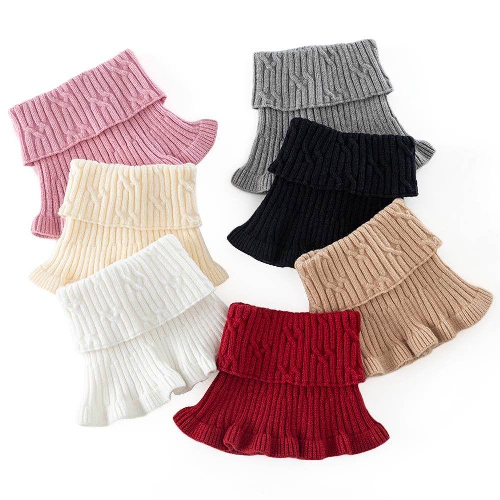 Knitted Fake Collar Scarf Women Warm Turtleneck Detachable False Collar Winter Windproof Scarf With Wooden Ears