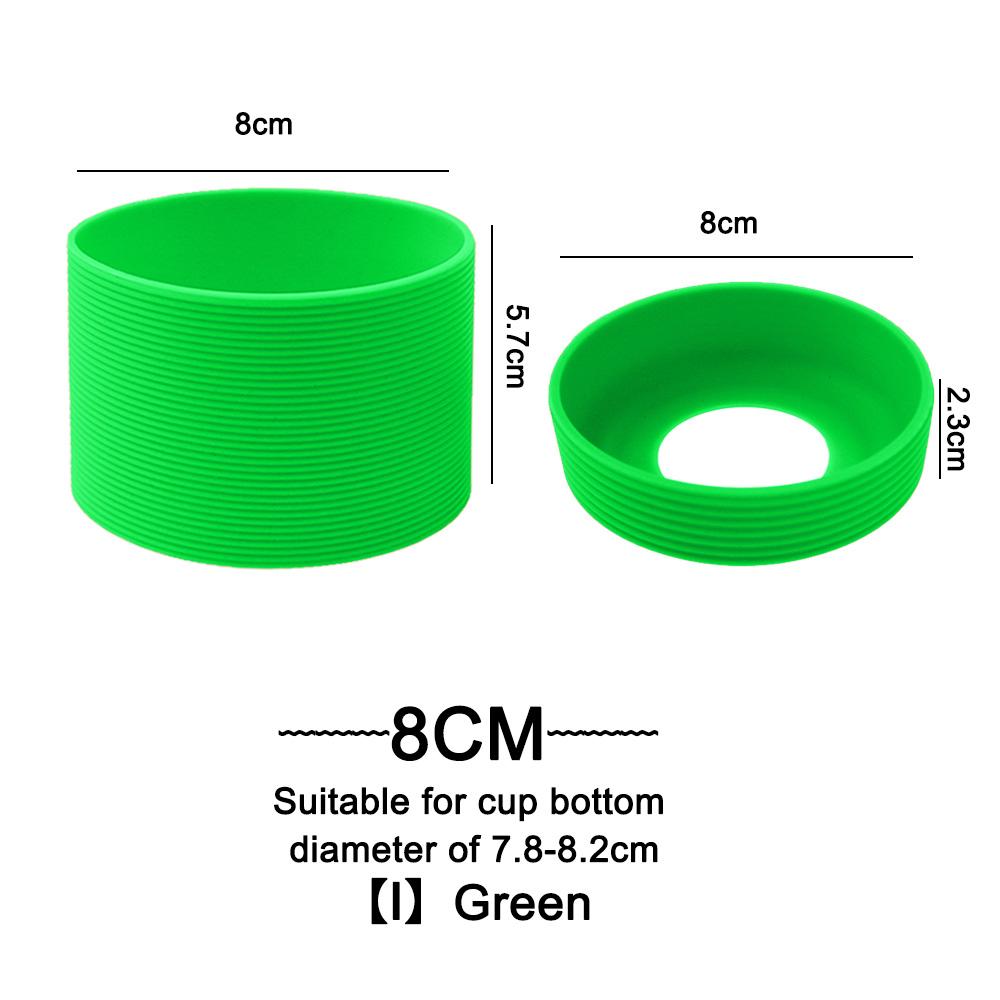 2Pc/Set 8cm 15 Colour Threaded Soft Silicone Cup Sleeve And Bottom Suit Heat Insulated Anti Slip Good Toughnes Odorless Elastic