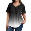 Damska Modna Codzienna Luźna Bluzka Plus Size z Krótkim Rękawem Elegancka z Dekoltem V Do Pracy