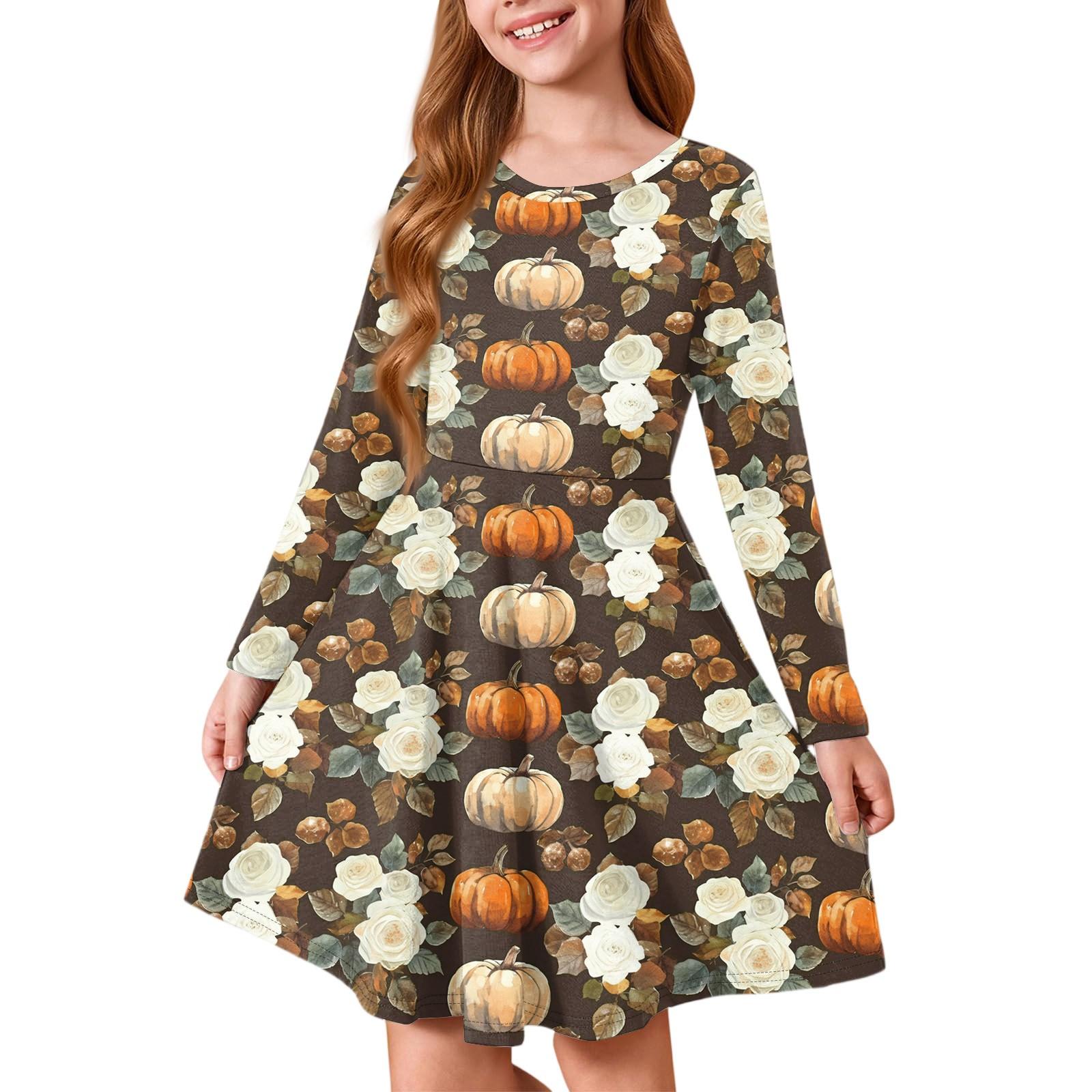 

Girls Summer Princess Dress Halloween Day- Long Sleeve A-Line T-Shirt Dress 110