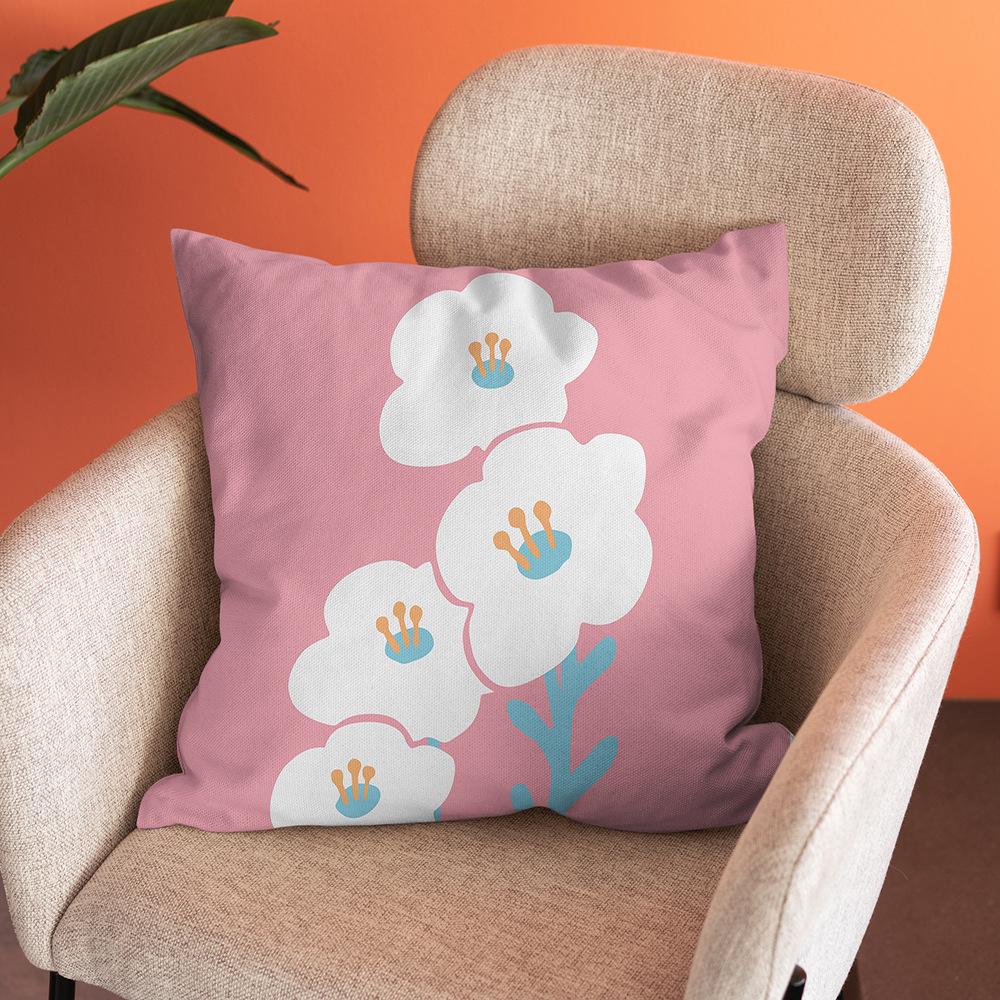 Nordic Abstract Art Flower Print Pillowcase Short Plush Pastoral Simple Home Sofa Cushion Car Cushion