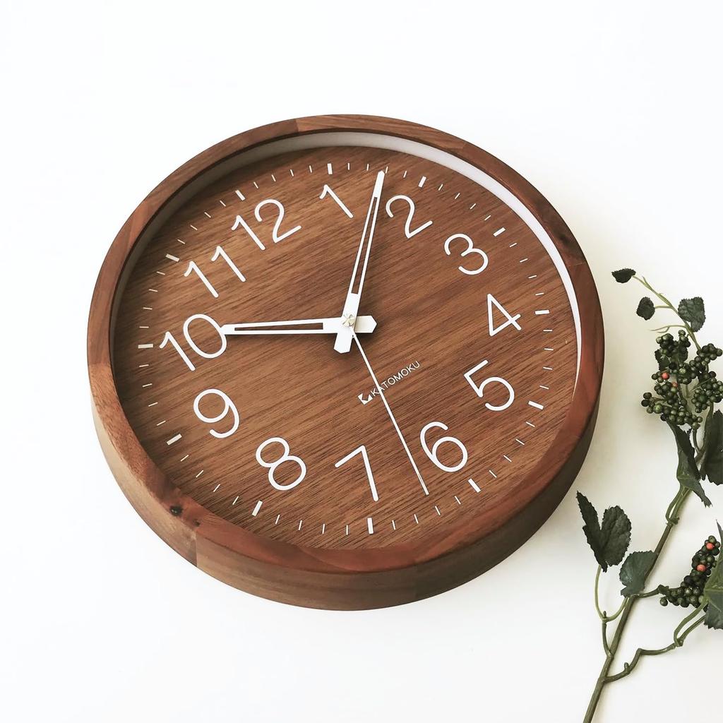 KATOMOKU Muku Clock 2 Walnut Wall Clock with Continuous Second Hand Radio km-46WARCS 306mm (SKP Clock)