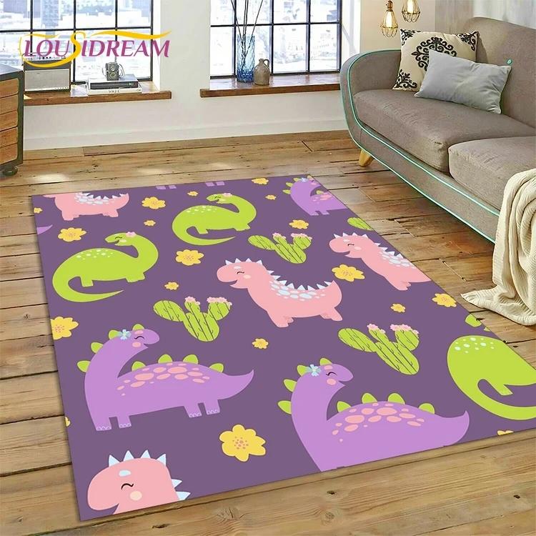 3D Cute Dino Cartoon Dinosaur Space Carpet Rug for Bedroom Living Room Home Sofa Decoration,Children Game Large Decor Floor Mat