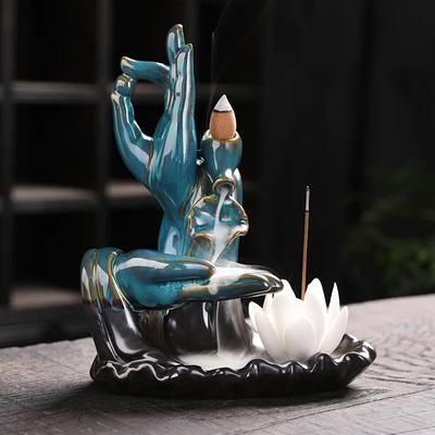1 τμχ Zen Buddha Hand Keramic Waterfall Backflow Θυμιατήρι Lotus Stick Θυμιατοθήκη σπιτιού Διακόσμηση δωματίου γιόγκα Θυμιατήρι Τσάι κατοικίδιο